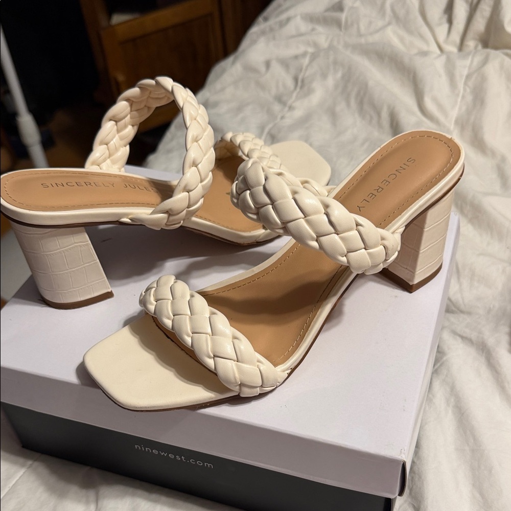 Sincerely Jules Cream Braided Heels
